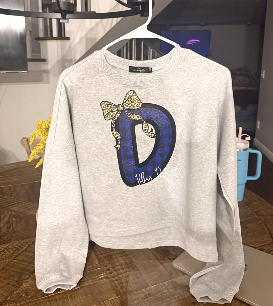 Custom Blue Demons graduation sweatshirt by Sweetly Made Co.